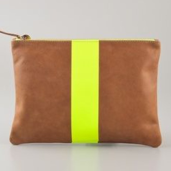 Clare V Handbags - Clare Vivier Leather & Neon Clutch Pouch (ShopBop)